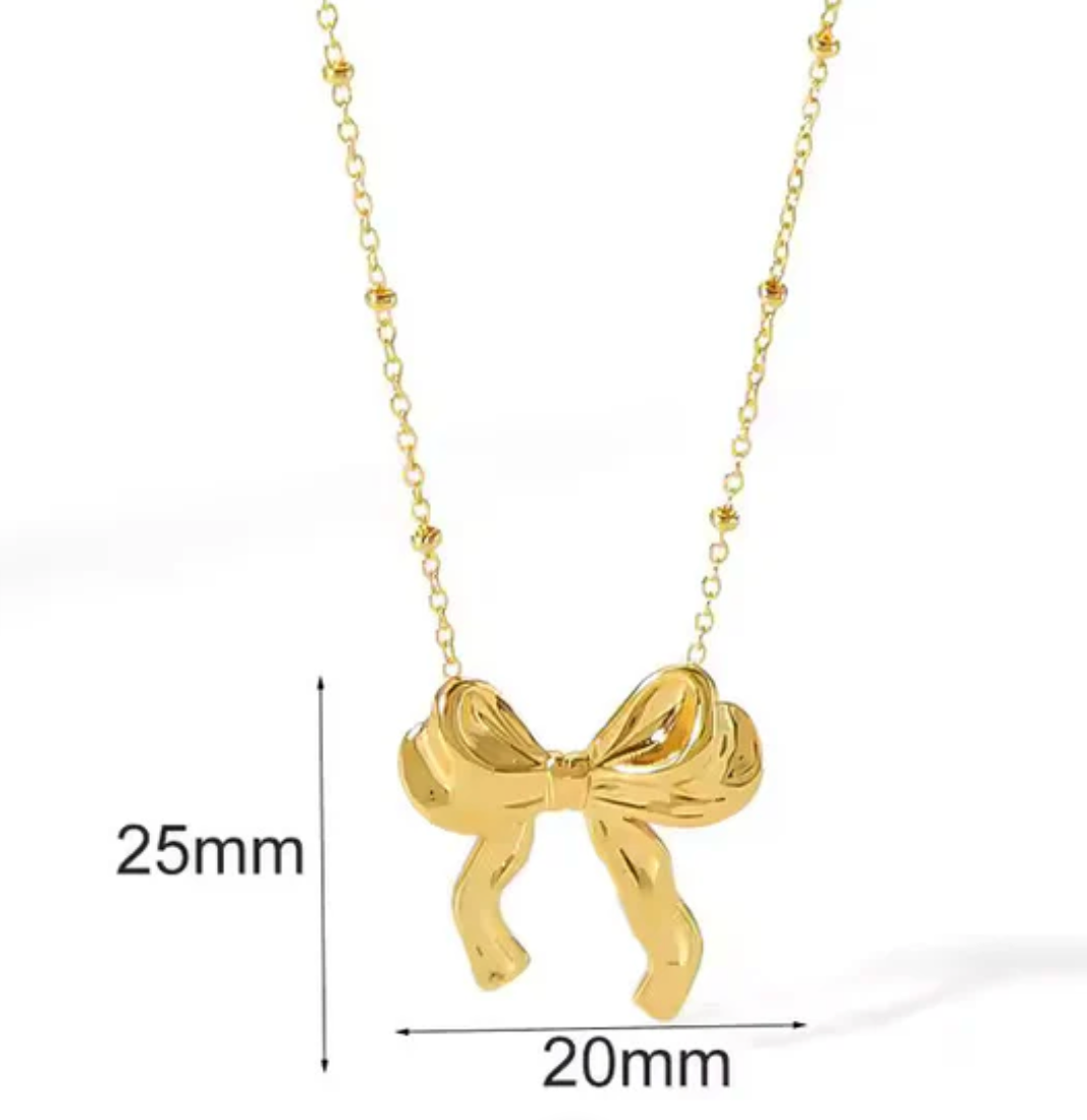 Golden Glam Bow Necklace