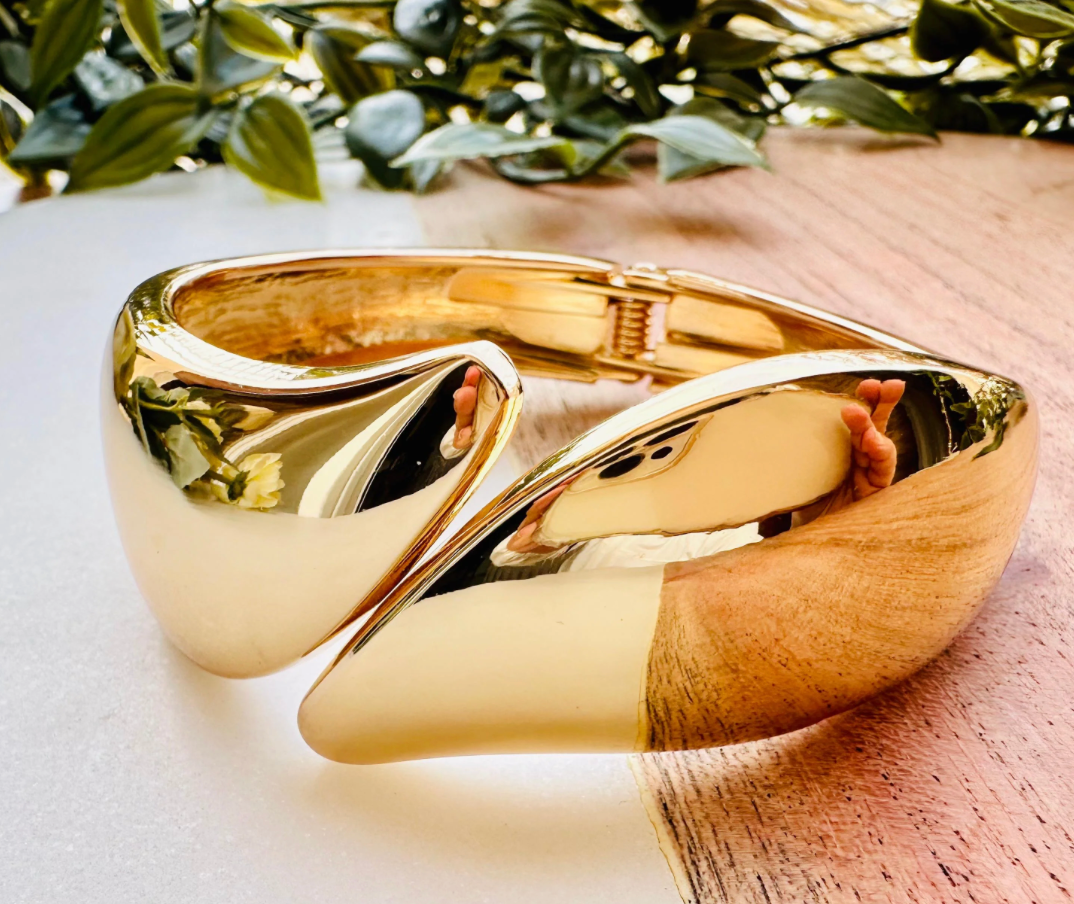High Shine Gold Plated Cuff – Elegant Modern Jewelry Bracelet