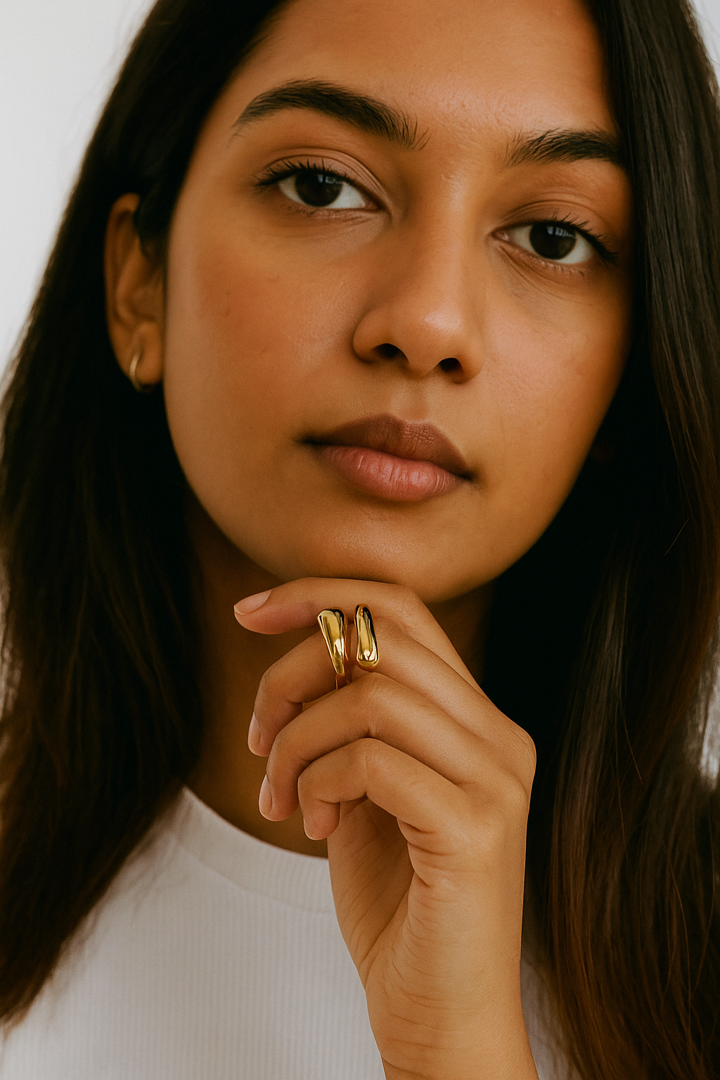 Elegant Dual Dome Gold-Plated Adjustable Ring