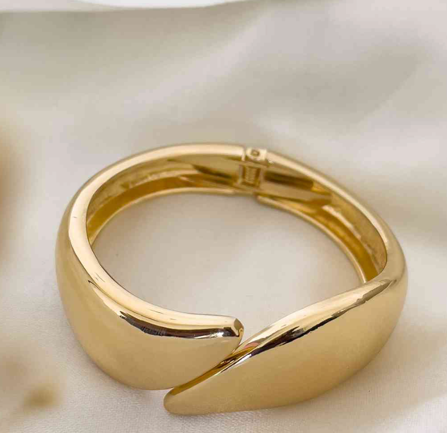 High Shine Gold Plated Cuff – Elegant Modern Jewelry  Bracelet